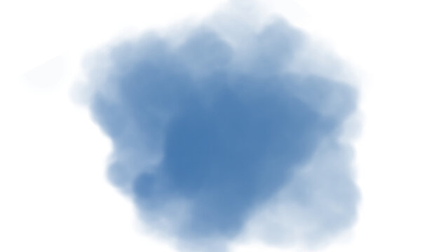 Translucent blue mist splash with soft brush strokes on transparent background png.