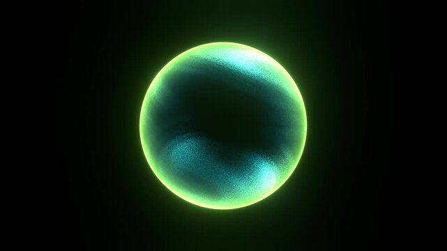 Glowing planet floats against a black void
