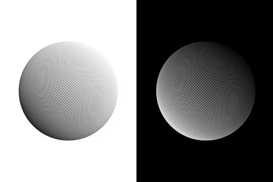 Dotted globes, circle shapes with dot pattern fading effect