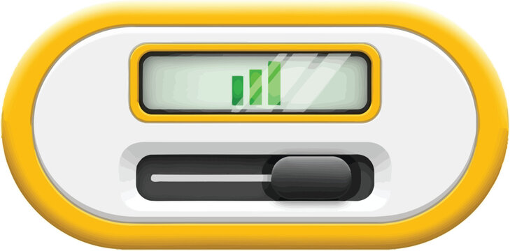 Digital battery level or volume indicator slider with green bars progress bar graphic element digital display interface technology isolated illustration charging electricity adjustment