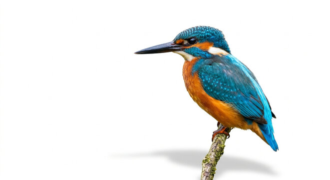 Kingfisher Bird Isolated on White Background