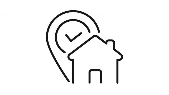 house building location navigation  line icon sign animation  video footage
