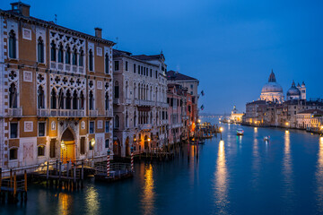 Naklejka premium views of santa maria della salute basilica from accademia bridge in venice, italy