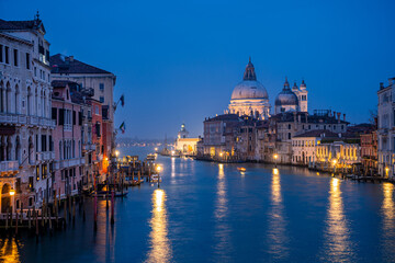 Naklejka premium views of santa maria della salute basilica from accademia bridge in venice, italy