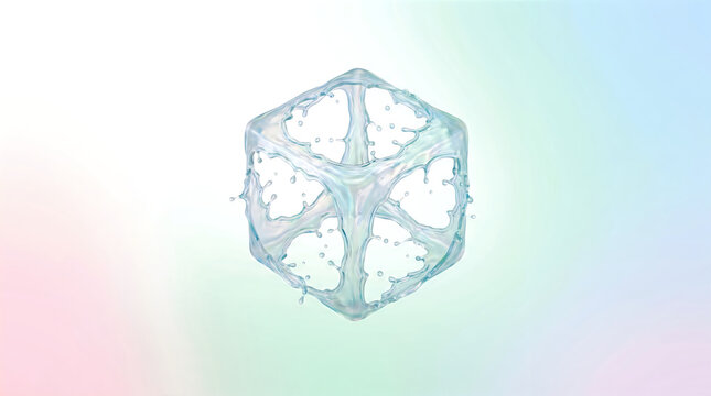 Glowing blue geometric shape, futuristic hexagon, neon outline, pastel background Advance UI Icons Bubble PNG