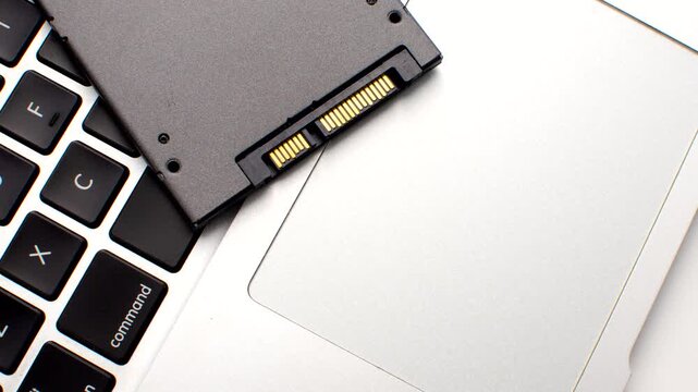 Swift Connectivity - Close-up of an SSD highlighting the precision of connections, symbolizing performance and efficiency.