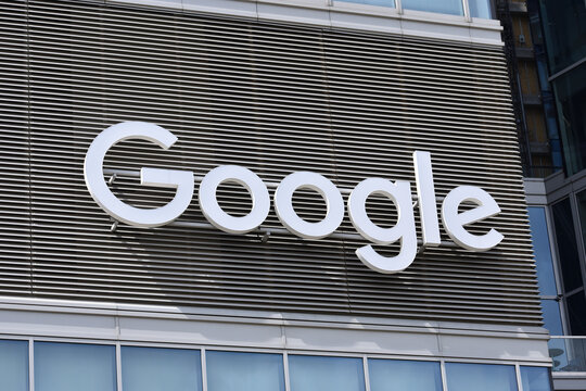 Google company office with logo, emblem, signage on the facade. WARSAW, POLAND - APRIL 25, 2026