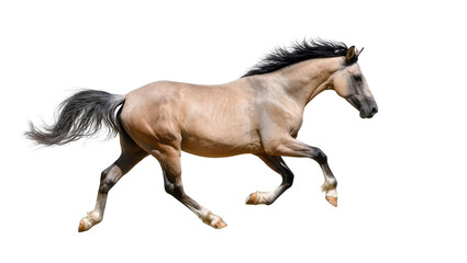 Dusky brown galloping horse with black mane and tail in motion © Andrei