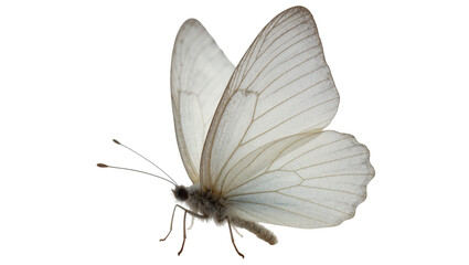 Pale white butterfly with delicate veined wings and slender antennae © Andrei