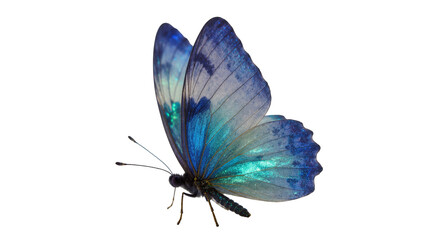 Blue iridescent butterfly with dark wing markings and delicate antennae © Andrei