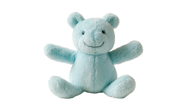 Soft Blue Plush Teddy Bear Sitting with Open Arms