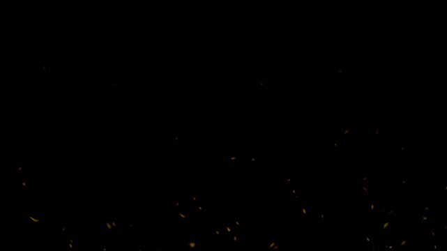 Burning ember particle overlay seamless loop animation with fire sparks floating upward from bottom on black background. 4K animated for cinematic ember overlay, burn effect, and motion graphics.