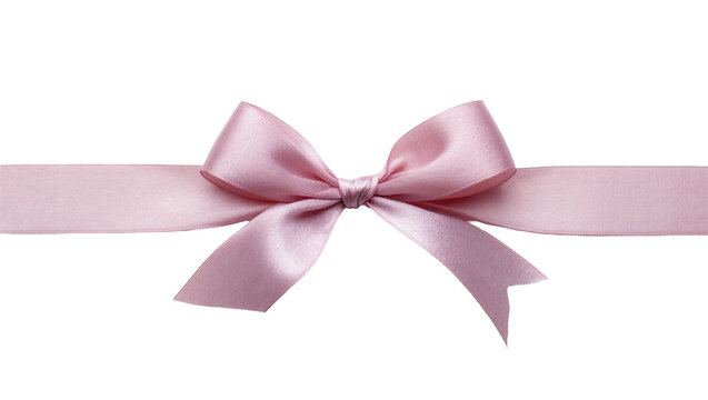 Dusty rose satin ribbon bow with long streamer