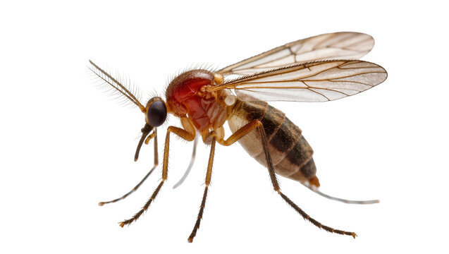 Detailed Brown Fruit Fly with Red Eyes and Delicate Wings
