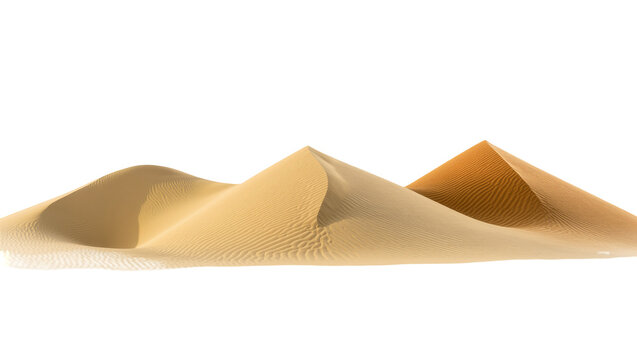 Sandy desert dunes landscape with rolling hills and sunlit peaks
