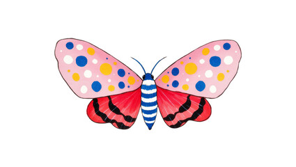 Pink blue striped butterfly with colorful polka dots wings © Andrei