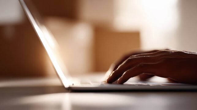 Online seller checking orders on laptop
