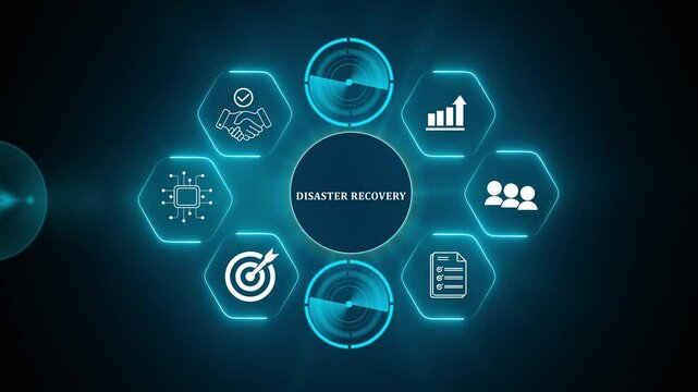 Disaster recovery concept. Restoring critical systems and data, backup and restoration procedures, proactive planning to mitigate risks and protect against potential disasters. IT system protection