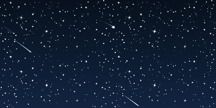 starry night sky with shooting stars cosmic background