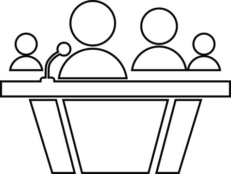 Panel discussion with microphone and audience