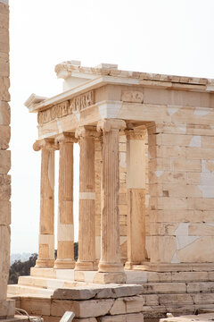 Columns at Acropolis in Athens Greece