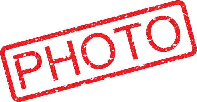 Red rubber stamp with the word featuring a distressed texture on a white background