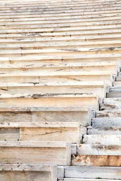 White marble steps in Olympic stadium in Athens Greece