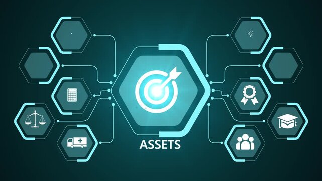 Financial analytics dashboard powered by Assets management interface with secure portfolio monitoring and advanced digital investment technology 4K animation video. on transparent background.