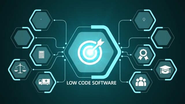 Low Code software development platform technology concept. for enterprise application automation and rapid digital transformation solutions for modern business environments. transparent.