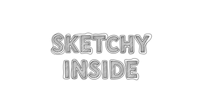 Hand-drawn sketchy text "Sketchy Inside" with hatching, isolated on white background.