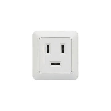 White nema 5-15 electrical wall outlet socket isolated on a transparent background
