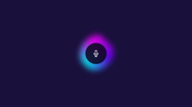 Voice Assistant Interface With Glowing Pulsing Microphone Icon