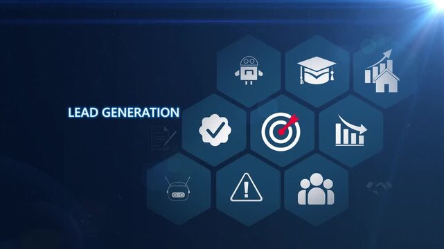 Lead generation engine illustrating prospect capture, funnel progression and demand creation across a performance-driven digital marketing environment. on transparent background consept.