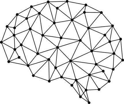 Abstract polygonal brain shape with nodes and lines polygonal abstract