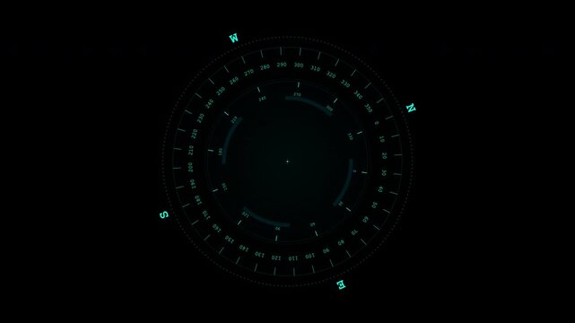 Futuristic Digital Compass Interface With Rotating Motion Graphics