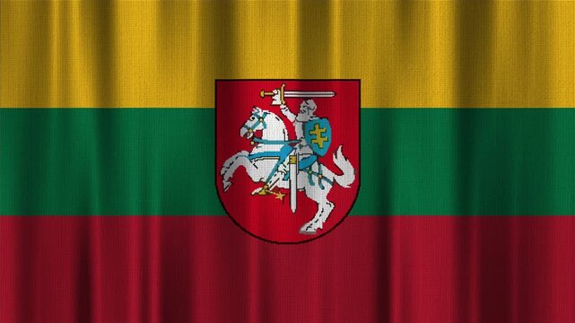 Lithuania Flag Animation With Fabric Texture