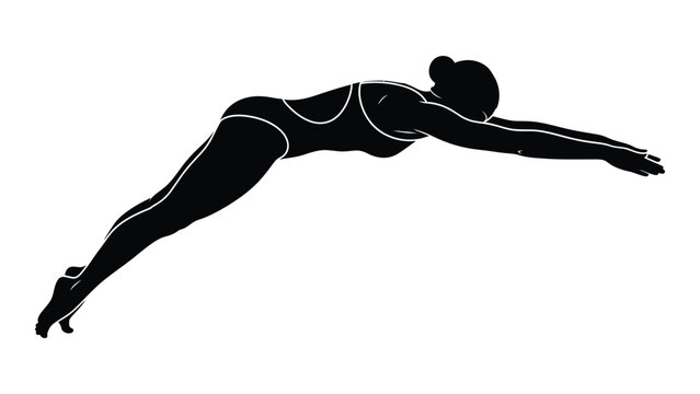 swimmer silhouette black and white illustration of a freestyle stroke high quality