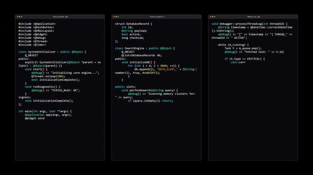Software Developer Writing C Plus Plus Source Code In IDE Interface