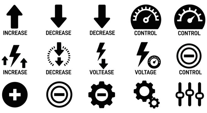 Set of vector graphic icons representing changes and controls