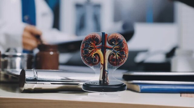 Doctor and patient discussing kidney function test results on a tablet, [chronic kidney disease], [medical monitoring]