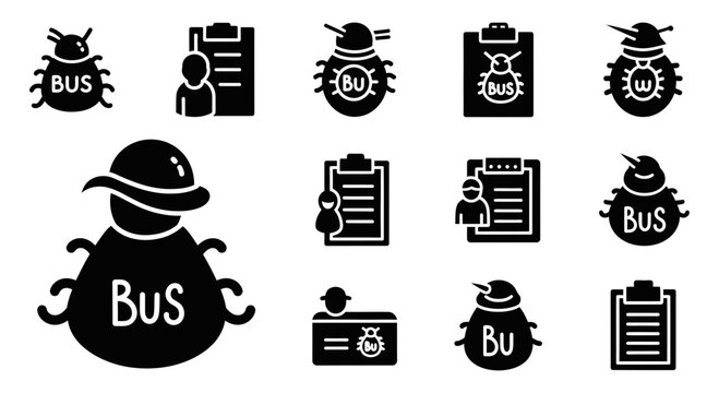 Software bugs and inspection forms illustrate technical quality assurance processes with dark visual motifs.
