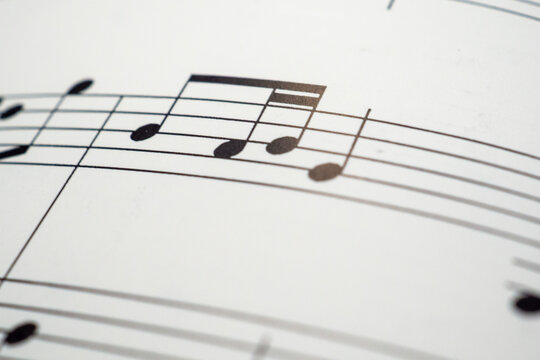 Isolated Music Notes on Sheet Music Close-Up