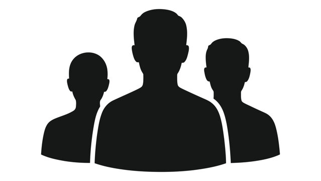 people silhouette group three figures in black against white background high quality
