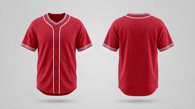 Red Baseball Jersey Mockup Front and Back Sports Uniform Template