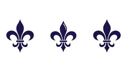 Fleur de lis symbols three stylized navy blue icons on white background © MDSAEEM
