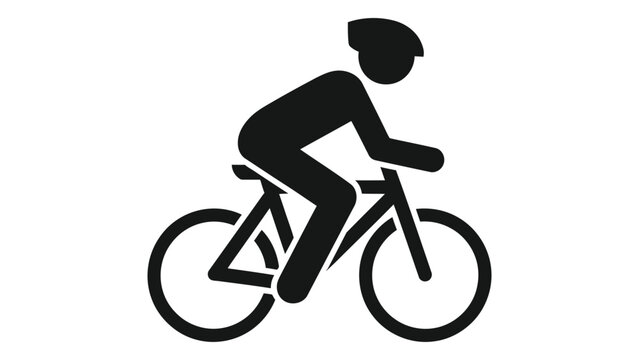 Cyclist silhouette icon black and white vector illustration of a bicycle rider