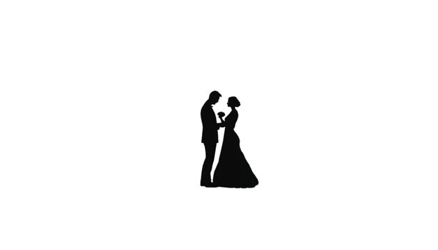 Bride and groom stand together in a romantic silhouette pose representing a traditional wedding ceremony.