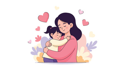 Obraz premium Heartfelt Embrace: Capturing a tender moment of love and protection, a mother tenderly cradles her child, expressing boundless affection.