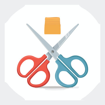 Scissors crossing with spool of thread icon illustration on white background
