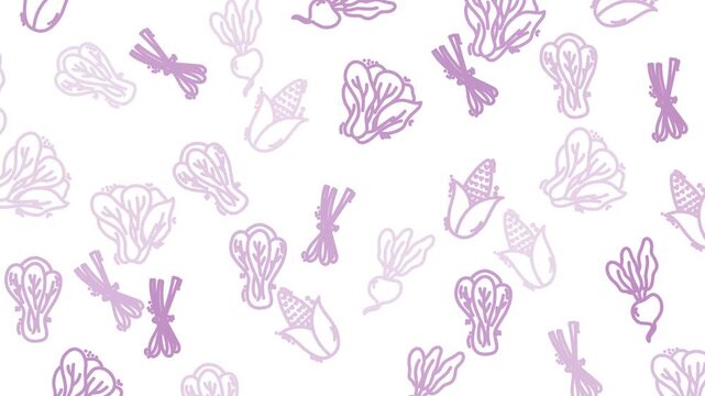 Seamless pattern of purple vegetables on white background